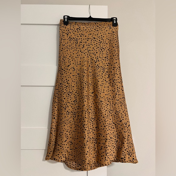By Together Spotted Tan Midi Skirt - Picture 1 of 3